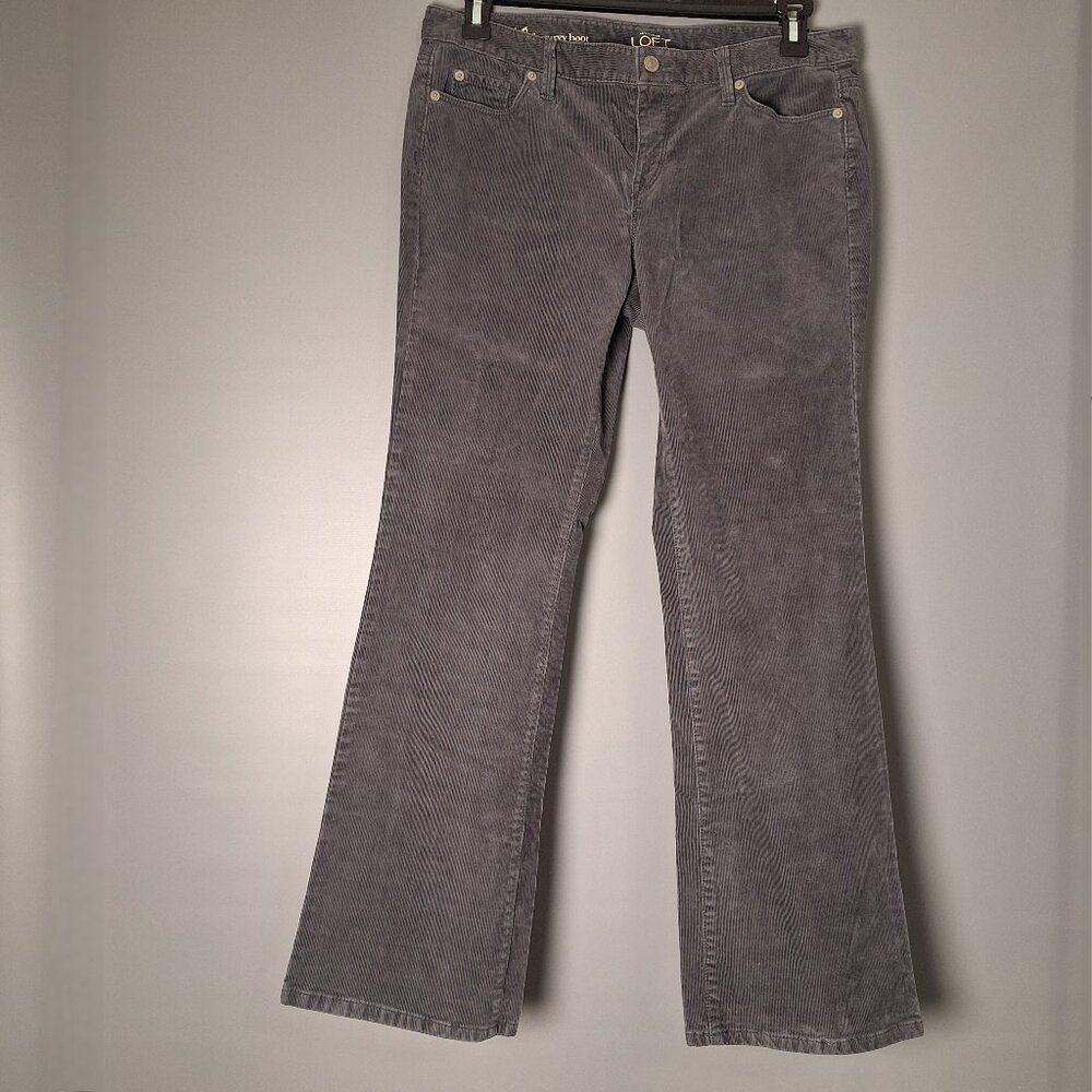 Ann Taylor LOFT Charcoal Corduroy Curvy Boot cut pants Women's size 30P 10P